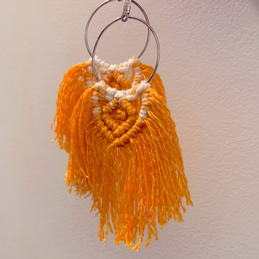 Handcrafted Sunny Tangerine Orange Fringe Earrings